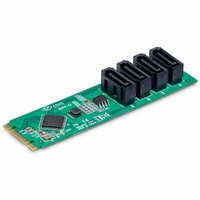 StarTech.com 4-Port M.2 to SATA Adapter Card, M.2 PCIe 3.0 to SATA HDD/SSD Expansion Card for Windows/macOS/Linux - Add 4x SATA