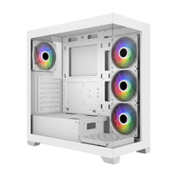 FSP M340-WA Tempered Glass ATX Mid Tower Gaming Case White Pre-installed 120mm x 3 reverse ARGB fans and 1 ARGB fan