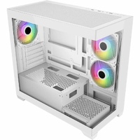 FSP S340-WA Tempered Glass M-ATX Mid Tower Gaming Case White Pre-installed 120mm x 2 reverse ARGB fans and 1 ARGB fan