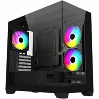 FSP S340-BA Tempered Glass M-ATX Mid Tower Gaming Case Black Pre-installed 120mm x 2 reverse ARGB fans and 1 ARGB fan