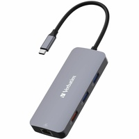 Verbatim USB Type C Docking Station for Notebook - Charging Capability - Memory Card Reader - SD - 4K - 3840 x 2160 - 5 x USB Ports - 3 x USB Type-A