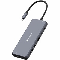 Verbatim USB Type C Docking Station for Monitor - Charging Capability - Memory Card Reader - SD - 3 Displays Supported - Full HD, 4K - 1920 x 1080, x