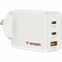 Verbatim 65 W AC Adapter - Universal Adapter - 1 USB - 2 USB Type-C - For Notebook, Tablet PC, Smartphone, Gaming Console - Aust