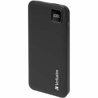 Verbatim VAPPP224 Power Bank - Black - For iPhone - 1 x Type-C 20W - Lithium Polymer (Li-Polymer) - 10000 mAh - 5 A, 2.22 A, 3 A