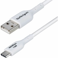 StarTech.com 2m (6.6ft) USB-A to USB-C Charging Cable, Charge & Sync, 3A, USB 2.0, TPE Jacket - White USB Charging Cord - USB-A to USB-C Charging and