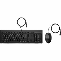 HP 225 Keyboard & Mouse - USB Type A Plunger Cable Keyboard - Keyboard/Keypad Color: Black - USB Type A Cable Mouse - Red Tracking - 1200 dpi - 3 - -