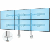 StarTech.com Six-Monitor Desk Mount with Crossbar, Up To 32-inch Computer Screens, Max 17.6lb (8kg) each, Dual Column, C-clamp/Grommet - Six-monitor