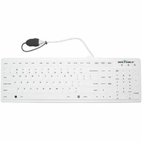 Seal Silk Pro# Keyboard - White - Washable - IP68-certified - industrial-grade cleaners disinfectants - Quick Connect w/6ft Extension Cable # a cover