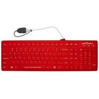 Seal Silk Pro# Keyboard - Red - Washable - IP68-certified - industrial-grade cleaners & disinfectants - Quick Connect w/6ft Extension Cable # a cover