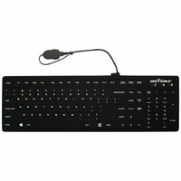 Seal Silk Pro# Keyboard - Black - Washable - IP68-certified - industrial-grade cleaners disinfectants - Quick Connect w/6ft Extension Cable # a cover