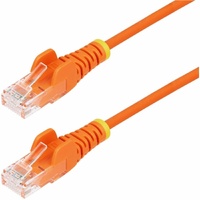 StarTech.com 10m Orange Slim CAT6 Ethernet Cable, Snagless RJ45, UTP, LSZH, 28AWG Pure Bare Copper, Slim Network Patch Cord, Fluke Tested - Slim UTP