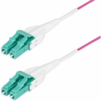 StarTech.com 10m (33ft) LC to LC (UPC) OM4 Multimode Fiber Optic Cable, Erika Violet, 50/125, 100G, Uniboot Fiber Jumper Cord, OFNR Riser - OM4 Fiber