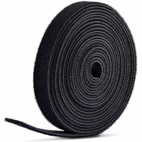 StarTech.com 75ft (22.8m) Hook and Loop Roll, 0.5in Wide, Black, Cut-to-Size Reusable Cable Ties, Fastener Tape, Adjustable Fabric Wraps - Organize -