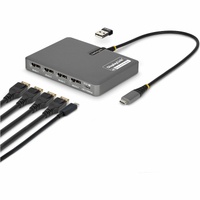 StarTech.com USB-C to Quad-Monitor Workstation Adapter, 4K 60Hz DisplayPort, 140W PD Passthrough for Laptop Charging, 1x USB 2.0 Port, TAA - Quad a