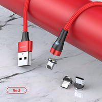 360° Magnetic Phone Charger Joyroom Type C with soft lighting For Android Samsung Red