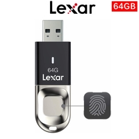 USB 3.0 Lexar 64GB JumpDrive F35 Finger Print Flash Drive 150MB/s LJDF35-64BBK