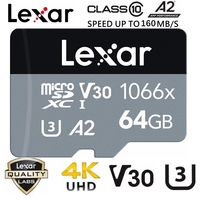 Lexar Micro SD Card 64GB Professional 1066x Class 10 A2 U3 Phone Tablet Memory