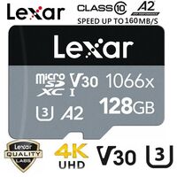 Micro SD Card Lexar 128GB Professional 1066x Class 10 A2 U3 Phone Tablet Memory