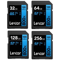 SD Card Lexar 32GB 64GB 128GB 256GB Professional High-Performance 800x SDXC UHS-I DSLR Cameras