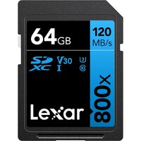 SD Card Lexar 64GB Professional High-Performance 800x SDXC UHS-I DSLR Cameras
