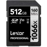 SD Card Lexar Professional 1066x 512GB SDXC UHS-I 160MB/s DSLR Mirrorless Cameras 