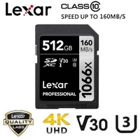 SD Card Lexar Professional 1066x 512GB SDXC UHS-I 160MB/s DSLR Mirrorless Cameras 