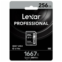 Lexar 256GB SD Card SDXC UHS-II Professional 1667x Camera DSLR TF Memory Card V60 U3 4K 250MB/s