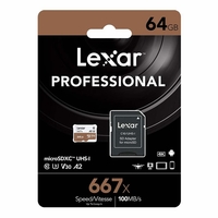 Lexar 64GB Micro SD Card SDXC UHS-I Professional 667x Mobile Phone TF Memory Card U3 4K V30 A2 100MB/s