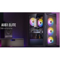 Antec AX61 Elite ATX, 4x ARGB 120mm Fans included, Up to 8x 120mm. 360mm Radiator Front & 240mm Top, 32CM GPU & 16CM CPU, High Airflow Gaming Case