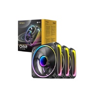 Antec Orbit 120 ARGB 3PK, Extreme Lighting 4 sides & Mirror inward Effect, PWM, 28MM Thickness Focus Airflow 66.72 CFM, FDB 9 Blades. Woven cable Fan