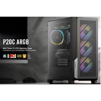 Antec P20C ARGB, E-ATX, ATX High Airflow, USB-C, Cable management, 4x HDD/SSD , 375mm GPU, 170mm CPU, 3x ARGB PWM 12CM,Fan Control, Gaming Case