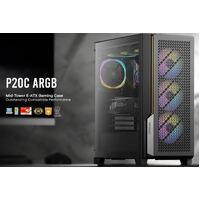 Antec P20C ARGB, E-ATX, ATX High Airflow, USB-C, Cable management, 4x HDD/SSD , 375mm GPU, 170mm CPU, 3x ARGB PWM 12CM,Fan Control, Gaming Case