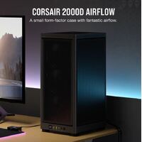 Corsair 2000D AIRFLOW, ITX MB, USB C, Mesh Panles - Support up to 8 Fans, Mini ITX Tower - Black. Case, (LS)