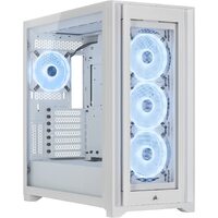 CORSAIR iCUE 5000X RGB QL Edition, ATX, E-ATX,USB Type-C, 3x 360mm LC, 4x pre-installed QL120 ARGB fans & Lighting Node CORE, All White Case