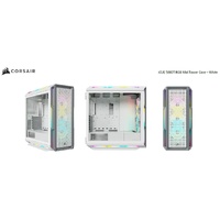 Corsair iCUE 5000T RGB ATX Mid-Tower Case, USB Type-C, 160 RGB LED, Rapid Route, Maximum Cooling, Tool Free Hinged Side Panels, White (LS)