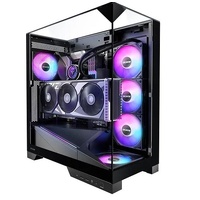 OKINOS AQ93 Tempered GlassTop&Front&Side Panel,Pre-Installed 2×120mm ARGB PWM Fan,Computer case with Panoramic View,ATX Mid Tower PC,Type Port