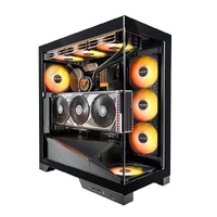 OKINOS AQ9 ARGB,Pre-Installed 5×120mm ARGB PWM Fan, ATX Mid Tower PC Case,Computer case with Panoramic View,Tempered Glass Side Panel,Type C Port