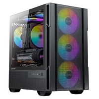 OKINO Cypres 3 ARGB Micro ATX Case, 4 × 120mm ARGB Non-PWM Case Fans Pre-Installed, MATX PC Case, Temper Glass Side Panel, with Type-C, Black