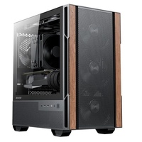 OKINOS Cypress 3 Genuine Walnut Wood MicroATX  with 4×120mm, USB-C, 3 Pin Non-PWM Case Fans Pre-Installed,Temper Glass Side Panel, Case