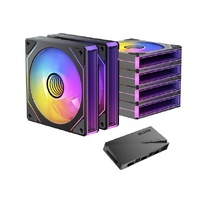 OKINOS Infinity ARGB PWM Fans 6Pack with ARGB PWM Controller hub. 800-1800RPM 52.44CFM. 29.1 dBA