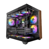 OKINOS M6 ARGB ATX Genuine Walnut Wood, Panoramic View, Type-C, 4 x120mm ARGB & PWM Fans included,Tempered Glass Side Panel, Black,  Case