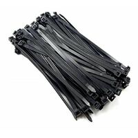 8Ware 200mm x 2.5mm (4') Bag of 100 Pack UV Resistant Wide Nylon Zip Cable Ties Black ~CBC-CT196BK-LD
