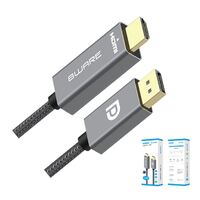 8ware 2m DisplayPort DP to HDMI Male to Male Adapter Converter Cable Retail Pack 1080P Nylon Braide for Video Card PC Notebook to Monitor Projector TV