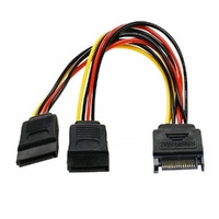 8Ware HDD SATA Power Splitter Y Cable Adapter 15cm 1x 15-pin to 2x 15-pin Male to Female 1 to 2 Extension