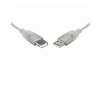 8Ware USB 2.0 Extension Cable 1m A to A Male to Female Transparent Metal Sheath Cable