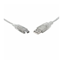 8Ware USB 2.0 Cable 1m A to Mini-USB B Male to Male Transparent