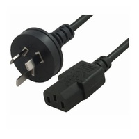 Hypertec AU Power Cable 2m - Male Wall 240v PC to Power Socket 3pin to IEC 320-C13 for Notebook/ AC Adapter Black AU Certified Retail Pack