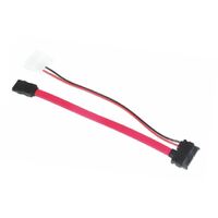 Astrotek Slim SATA Cable 30cm + 10cm 6 pins + 7 pins to 4 pins + 7 pins Red Colour