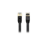 Edimax 0.5M Black 10GbE Shielded CAT7 Network Cable - Flat 100% Oxygen-Free Bare Copper Core, Alum-Foil Shielding, Grounding Wire, Gold Plated RJ45