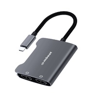 mbeat Tough Link USB-C to Dual 4K HDMI Adapter DisplayPort Alt Mode HDMI USB-C Cable Legnth 17.5cm - Space Grey